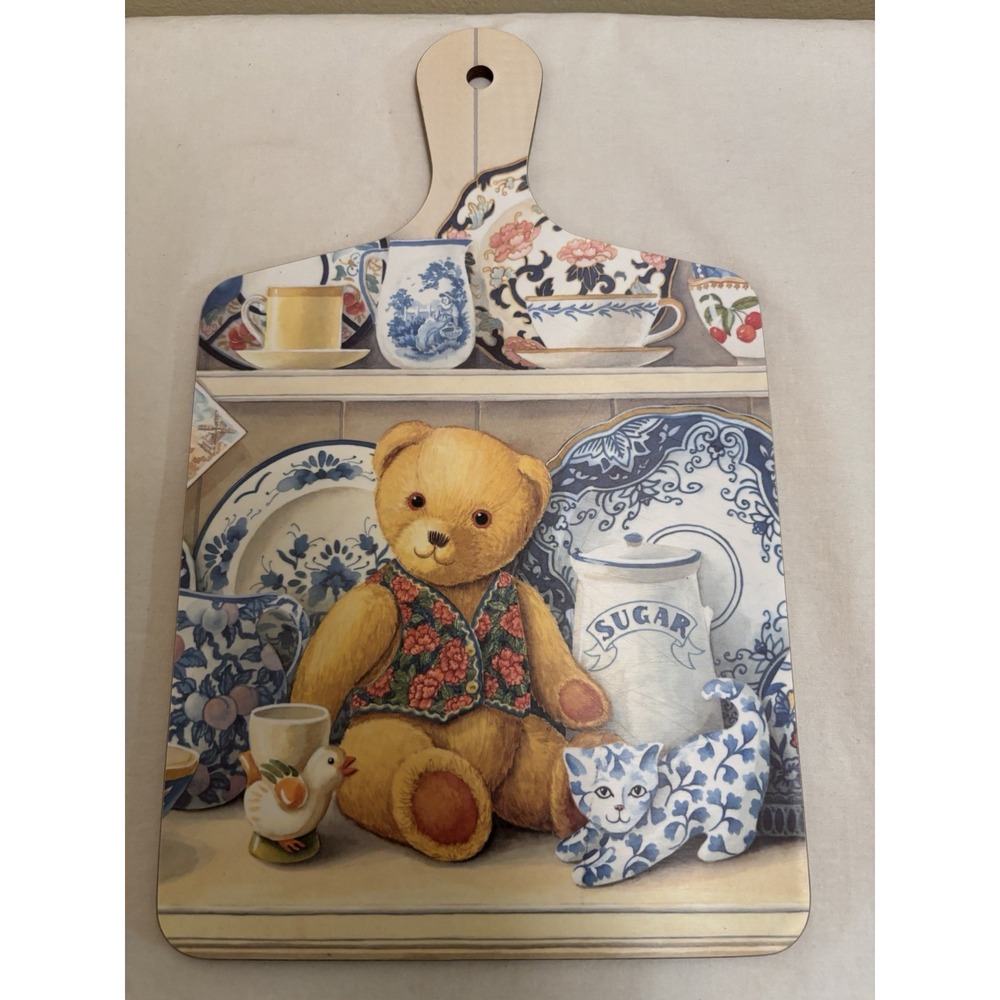 Vintage Teddy Bear Decorative Chopping Board Kitchen Decor Collectible Multi